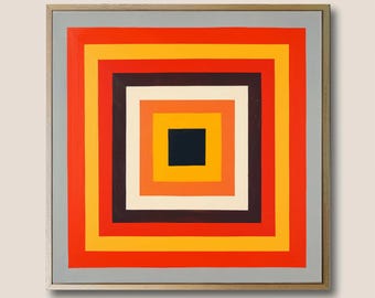 ヨゼフ・アルバース、幾何学的な正方形のカラーポスター、バウハウスの抽象的な壁アートプリント、モダンでミニマルな装飾、色彩理論スタイル