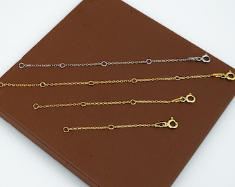 Necklace Extension Chain • Adjustable Necklace Extender • 14k Solid Gold Chain Extender • Removable Necklace Extender • Bracelet Extender