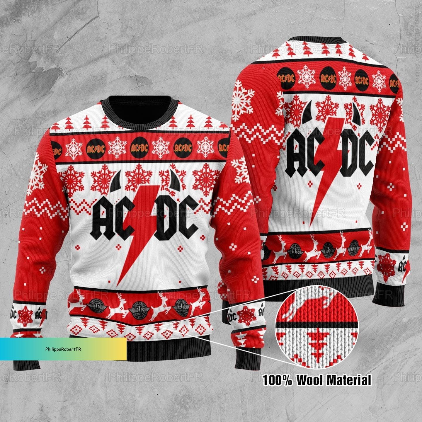 Christmas Acdc Band Ugly Sweater Acdc Rock Band Xmas Sweater - Etsy