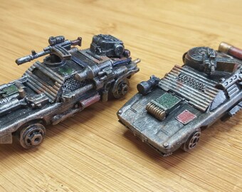 Post-apocalyptic style miniature Armored Vehicles / Cars for dioramas