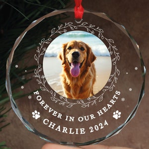 Personalized Dog Photo Memorial Ornament - Custom Pet Remembrance Gift
