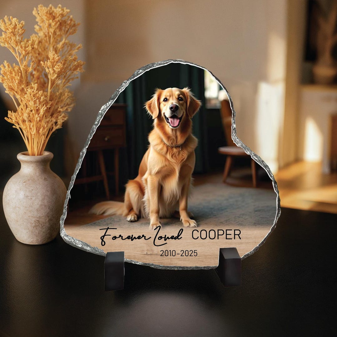 Personalized Pet Memorial Photo Slate Stone: Dog Loss Gift - Etsy