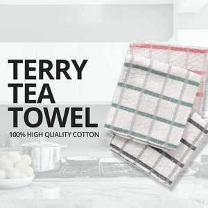 3-PACK New City Chic Cotton Terry Kitchen Towels Turquoise Multi