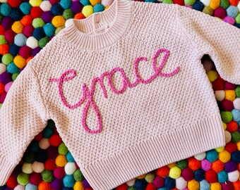 Personalised hand embroidered knits