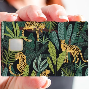 Leopards dans la jungle - sticker pour carte bancaire, 2 formats de carte bancaire disponibles