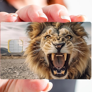 Lion - sticker pour carte bancaire, 2 formats de carte bancaire disponibles