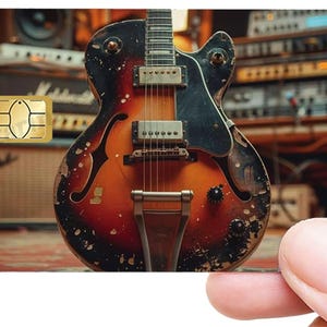 La guitare - sticker pour carte bancaire, format US