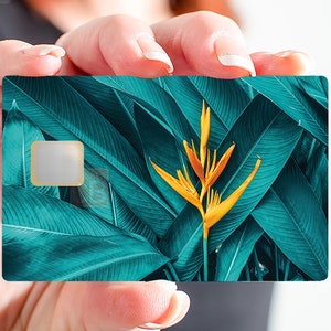 Feuilles Bleues - sticker pour carte bancaire, format US