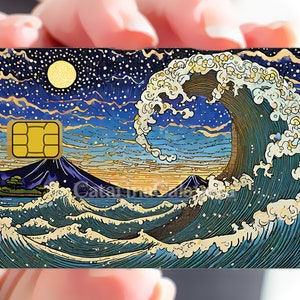La vague nocturne - sticker pour carte bancaire, format US
