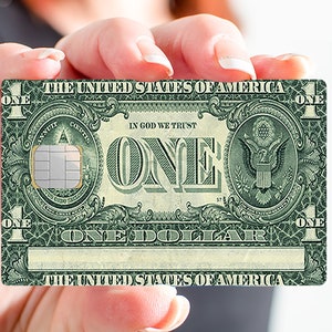 One dollar - sticker pour carte bancaire, 2 formats de carte bancaire disponibles