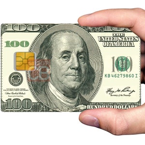 100 dollars- sticker pour carte bancaire, format US