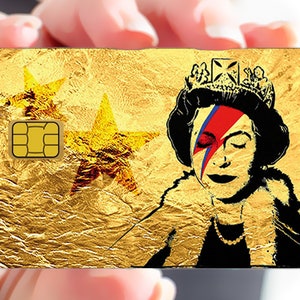 Tribute to Bowie Vs Banksy gold - sticker pour carte bancaire, format US