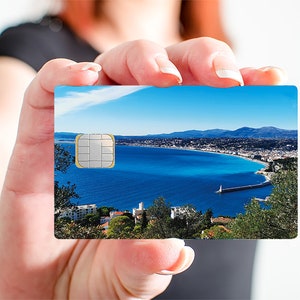 Baie des anges, Nice, côte d'azur - sticker pour carte bancaire, 2 formats de carte bancaire disponibles