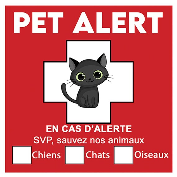 Emergency Pet Alert Sticker For Windows – 10x10cm Vinyl Cat & Dog Rescue Decal