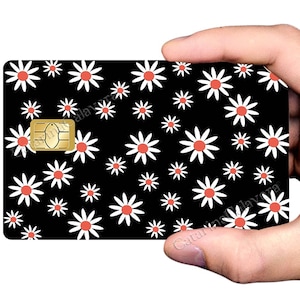 Marguerite Noirs - Sticker pour carte bancaire, 2 formats de carte bancaire disponibles