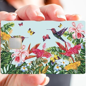 OISEAUX AU PARADIS - sticker pour carte bancaire, 2 formats de carte bancaire disponibles