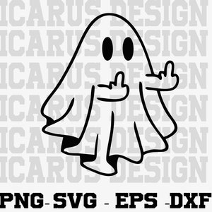 Ghost Middle Finger Svg, Dxf, Eps, Png, Halloween Svg, Dxf, Eps, Png, Svg File For Cricut, Cute Ghost Halloween Svg, Dxf, Eps, Png