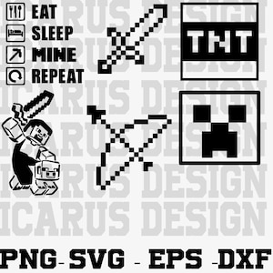 Mncrft SVG Bundle, Game svg, eps, png, dxf for Cricut, Silhouette, Instant Download, Craft Clipart