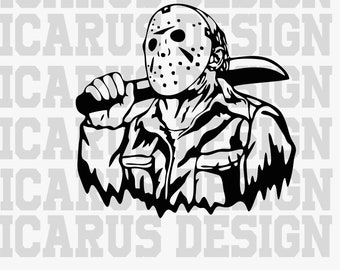 Jason Voorhees SVG, horrorfilm clipart, Cricut silhouet snijden bestanden (digitale download)