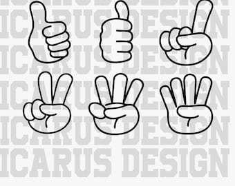 Finger Count SVG, Hand Count SVG, Hand peace sign, hand gesture svg, Hand Clipart, Cut Files For Silhouette Cricut, Dxf, Png, Eps
