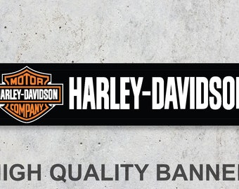 Harley Davidson black Vinyl Banner Workspace Sign Decoration Garage Car Bike Motorbike Motorsport