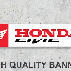 Honda Civic Vinyl Banner Workspace Sign Decoration Garage Car Bike Motorbike Motorsport