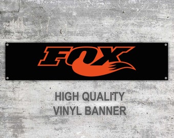 Fox orange Vinyl Banner Workspace Sign Decoration Garage Car Bike Motorbike Motorsport