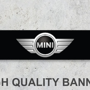 Pancarta de vinilo negra BMW Mini para decoración de espacios de trabajo, garaje, coche, bicicleta, motocicleta, deportes de motor