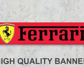 Ferrari RED Vinyl Banner Workspace Sign Decoration Garage Car Bike Motorbike Motorsport