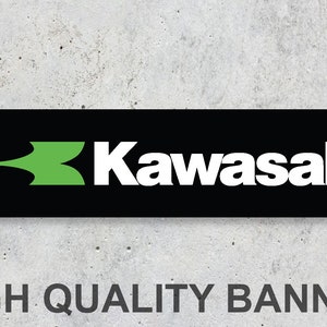 Kawasaki Black Vinyl Banner Workspace Sign Decoration Garage Car Bike Motorbike Motorsport