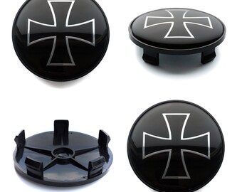 As tampas dos cubos centrais da roda de 68 mm / 64 mm cobrem o logotipo do emblema IRON CROSS para Audi Bmw VW