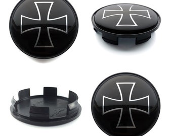 Tapacubos centrales de rueda de 70mm/64mm cubre el logotipo del emblema de la CRUZ DE HIERRO para Audi Bmw VW