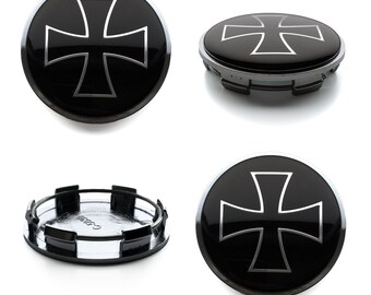 As tampas dos cubos centrais da roda de 60 mm / 56 mm cobrem o logotipo do emblema IRON CROSS para Audi Bmw VW