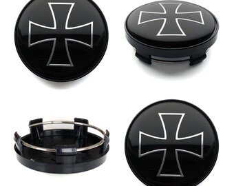 As tampas do centro da roda de 60 mm / 57 mm cobrem o logotipo do emblema IRON CROSS para Audi Bmw VW