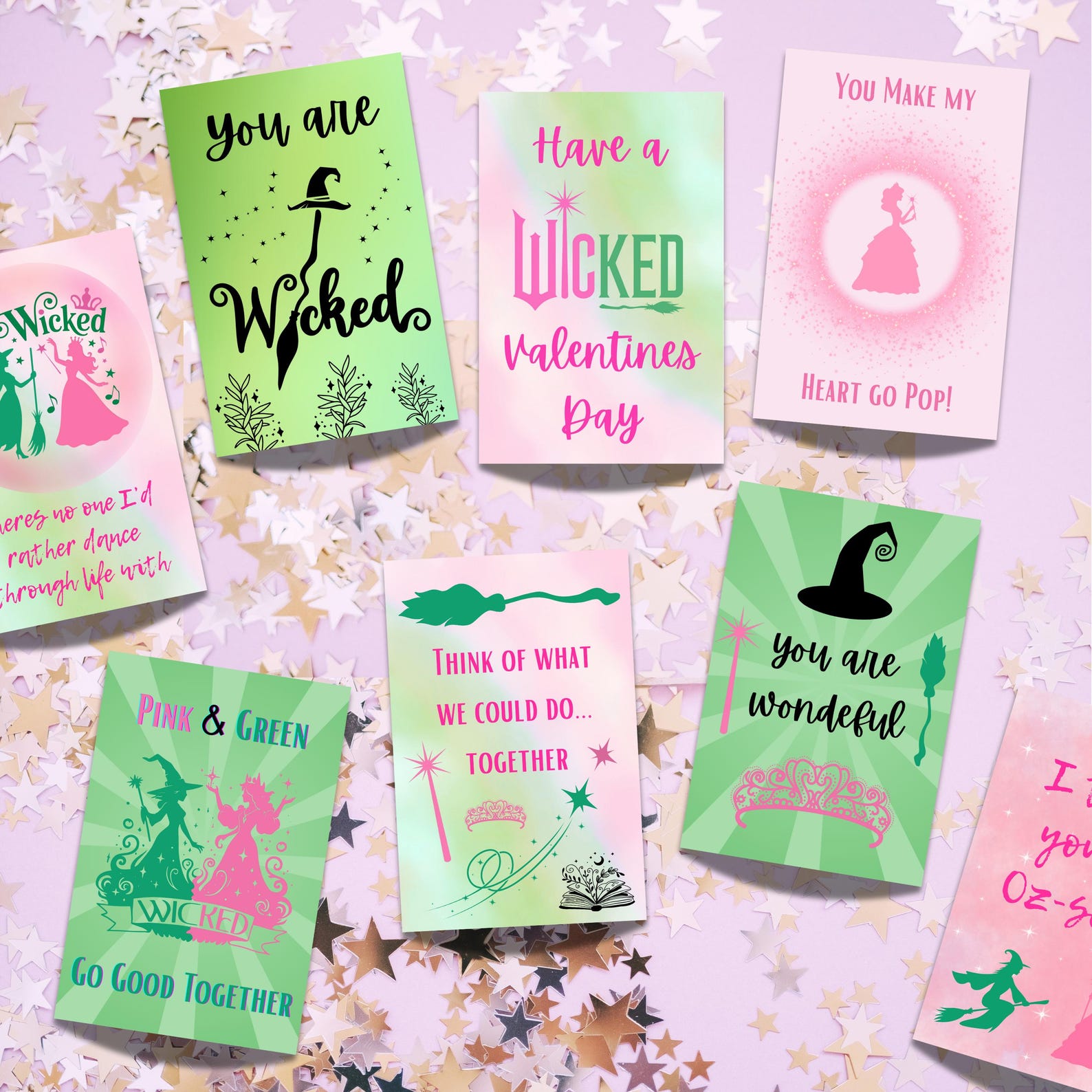 Wicked Valentines Cards, Glinda & Elphaba, Printable Treat Tags (PDF ...