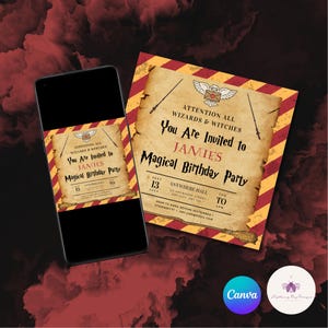 Magical Birthday Party Invitation, Witches and Wizards Birthday Invitation, EDITABLE DOWNLOAD