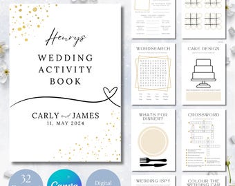 Personalized Wedding Coloring Book: 30 Kids' Activity Pages (Printable, Editable Cover)