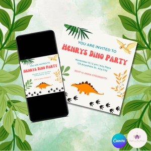 Dinosaur Birthday Party Invitation, EDITABLE, Dino Invite, Dinosaur Invite, Dinosaur Party Invite. INSTANT DOWNLOAD.