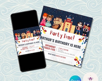 Prinzessin und Pirat Geburtstagseinladung: Bearbeitbare Canva Vorlage (Digitaler Download)
