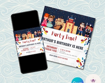 Princess and Pirate Party Invitation, EDITABLE, Princess and Pirate Bounce party. INSTANT DOWNLOAD. Digital use or print