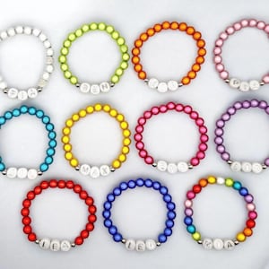 Pulsera de cuentas milagrosas personalizable para bebé niño con letras iniciales del nombre | fiesta de cumpleaños infantil | Regalo Bebé Niño Bautismo