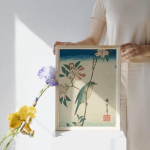 Decoración de pared japonesa, decoración de pared japonesa, arte de pared con pájaros, decoración de sala de estar, arte de pared moderno