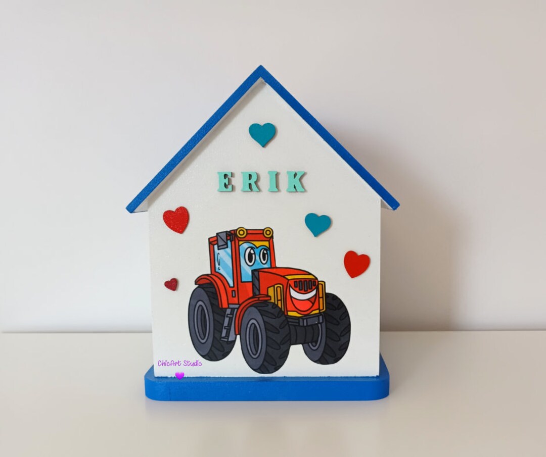 Handmade Kids Money Box House With Name Personalized Etsy