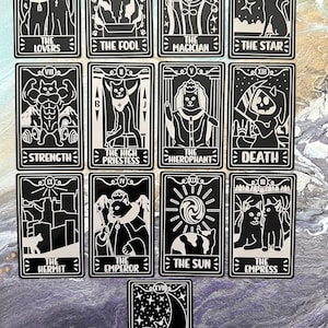 Aimants drôles de carte de tarot/cartes de tarot de chat/cartes divinatoires/spirituelles/cartes Oracle/cartes de tarot en métal/cadeaux de sorcière