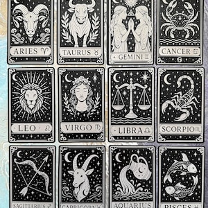 Cartes aimantées astrologie/Signes du zodiaque/Horoscope/12 signes du zodiaque/Cadeau zodiaque/Cadeau astrologie/Cadeau sorcière