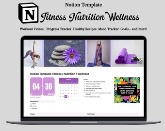 Notion Template Fitness, Plano de condicionamento físico, Painel de controle de noção, Rastreador de condicionamento físico, Rastreador de programação de treino, Planejador de treino, Plano de refeições, Rastreador de exercícios