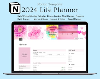 notion template, notion dashboard, notion calendar, personal planner, notion planner, all in one notion, notion life planner, goal planner
