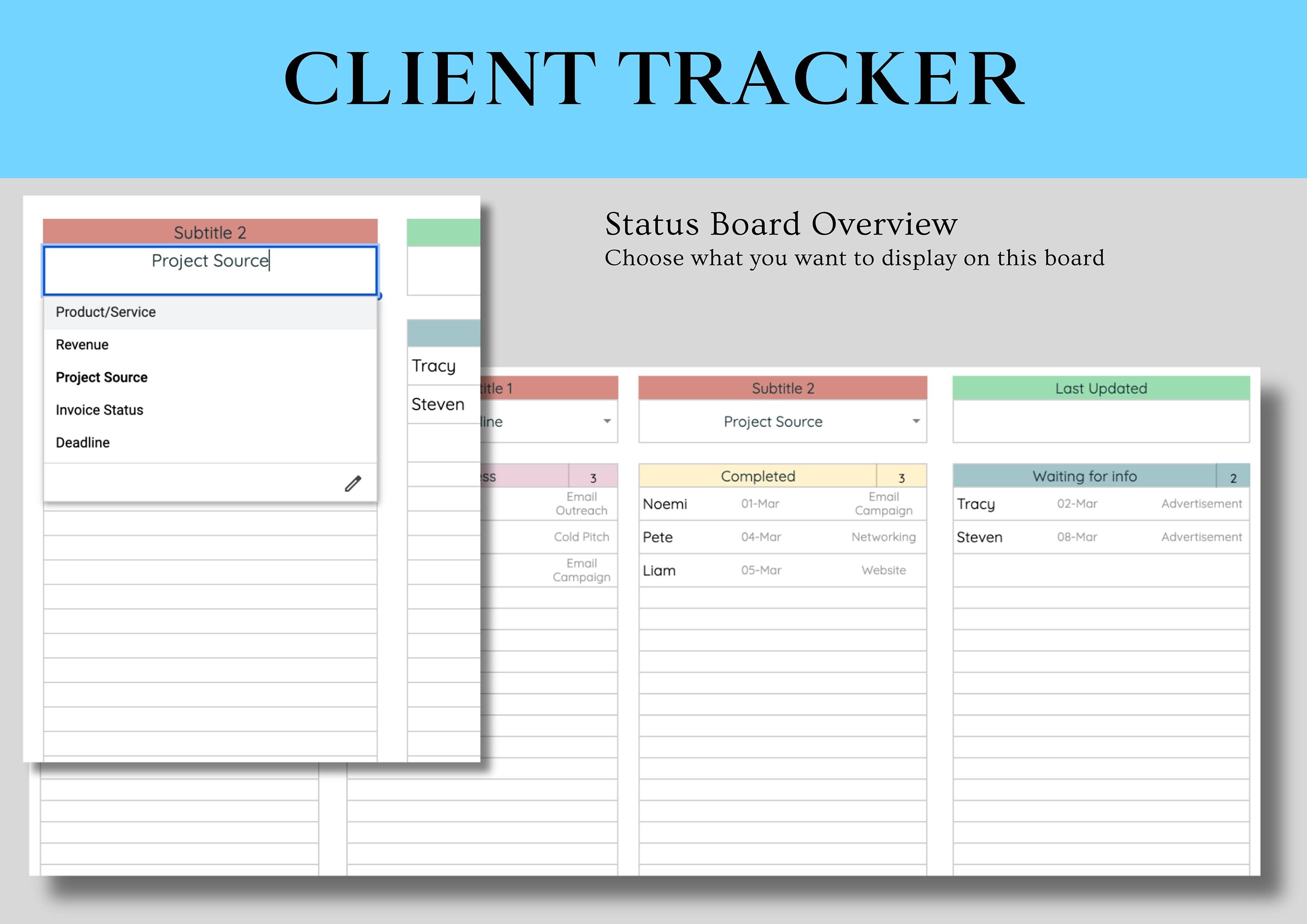 CRM Client Order Tracker, Google Spreadsheet for Tracking Customers ...