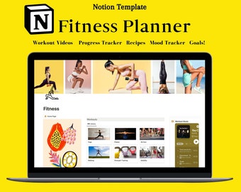 Modelo de noção, planejador de condicionamento físico, rastreador de condicionamento físico, diário de condicionamento físico digital, painel de noção, plano de treino, programação de treino, refeição, exercício