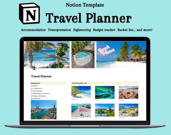 Notion Template, Travel Planner, Travel Itinerary,Packing list,Trip planner,Notion Dashboard,Notion Planner,Digital Planner,Vacation Planner